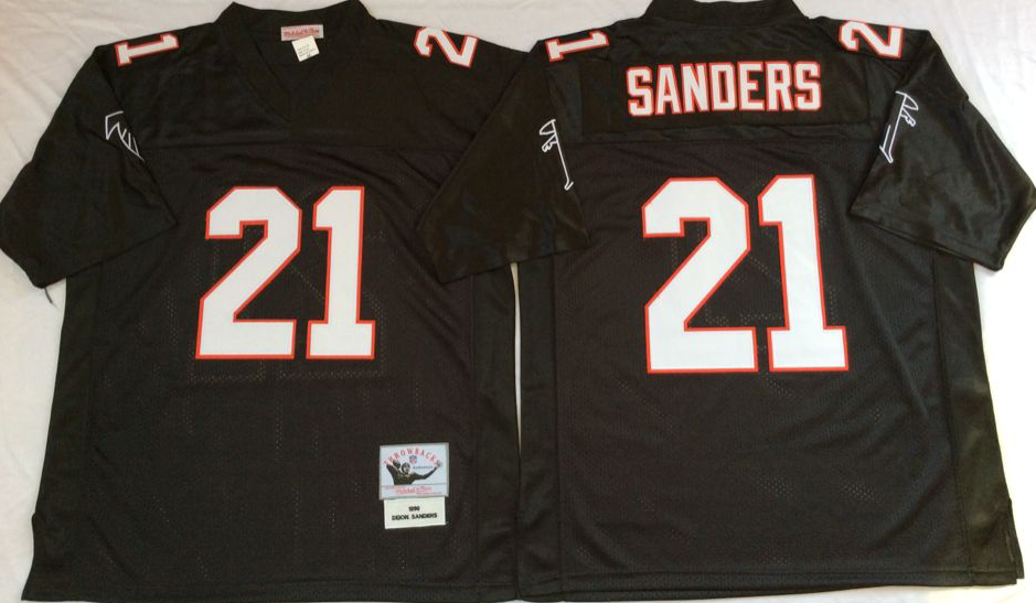 Men NFL Atlanta Falcons 21 Sanders black Mitchell Ness jerseys
